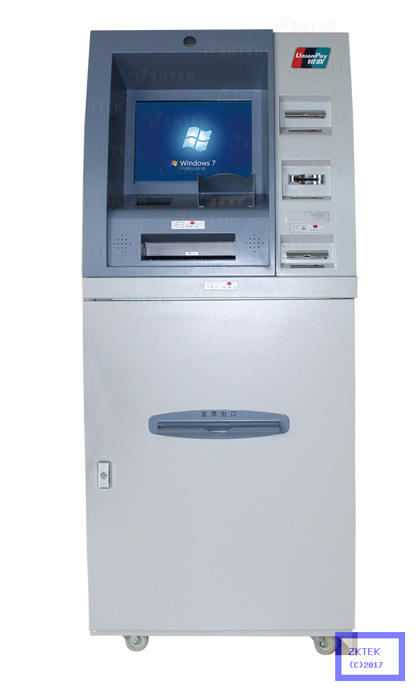 A4 bank printing touchscreen kiosk with invoice printer and passbook printer