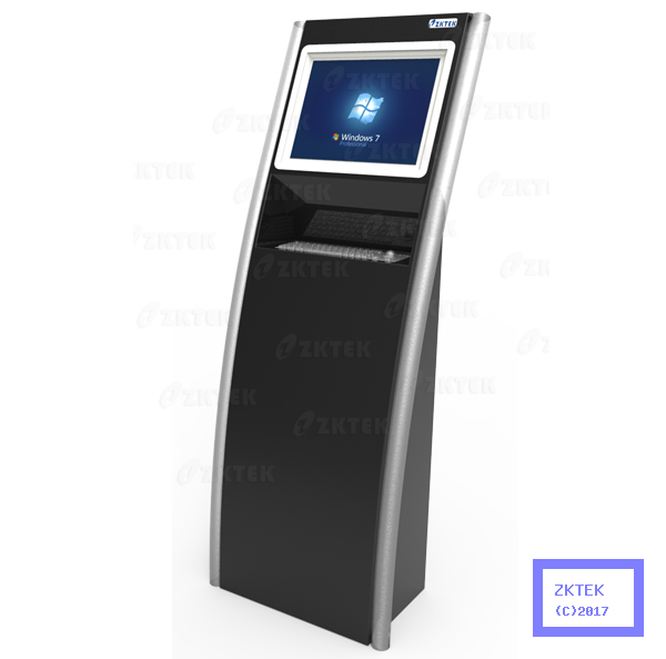 F1 slim and sleek self service free standing standalone touchscreen kiosk with receipt printer or A4 laser printer