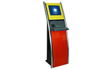 F2 is a freestanding touchscreen internet kiosk with metal keyboard, ID card reader and thermal printer