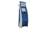 FD8 is a dualscreen touch kiosk with barcode, card reader, EPP, thermal printer and cash acceptor