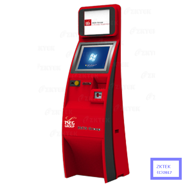 TD6 dual screen self service touchscreen ticket payment kiosk with cash acceptor, NFC/RFID, credit card reader and metal EPP keypad