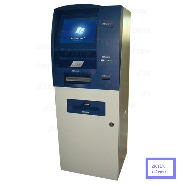 A6 lobby sturdy touchscreen payment bank kiosk with invoice printer, pass book printer list printer and bank card reader