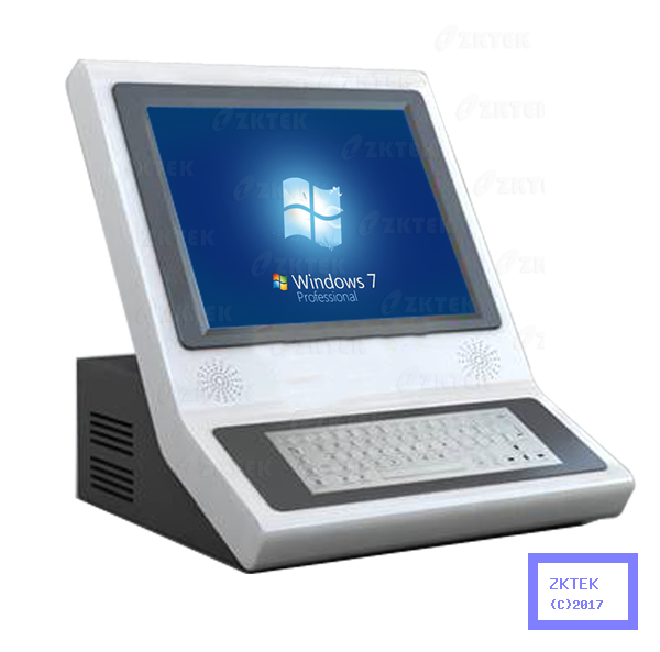 G1 desktop touchscreen kiosk with metal keyboard